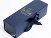 Football club Logo Gold Foiled on Single Wine Bottle Gift boxes in Navy with Changeable Navy Ribbons