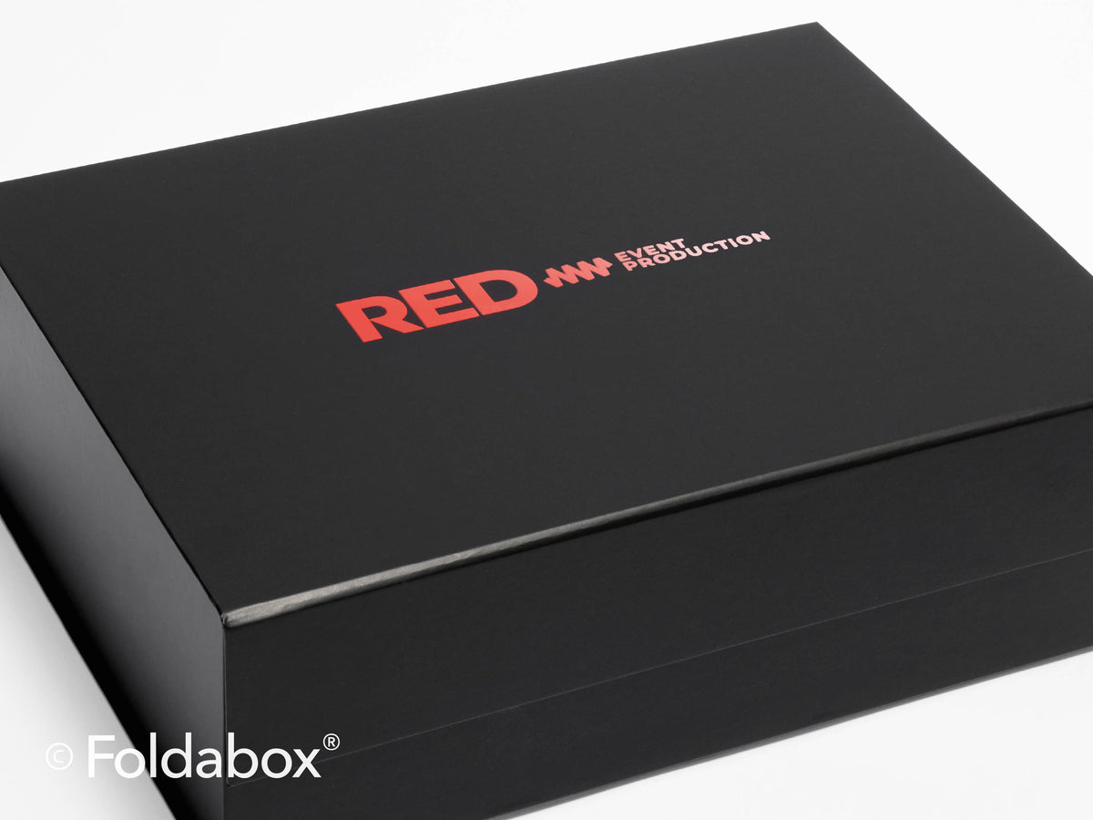 Red Event Production Gloss Red Screen Print on Black A4 Deep No Ribbon Gift Box