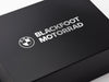 Black box with 'Blackfoot Motorrad' and BMW logo on a white background