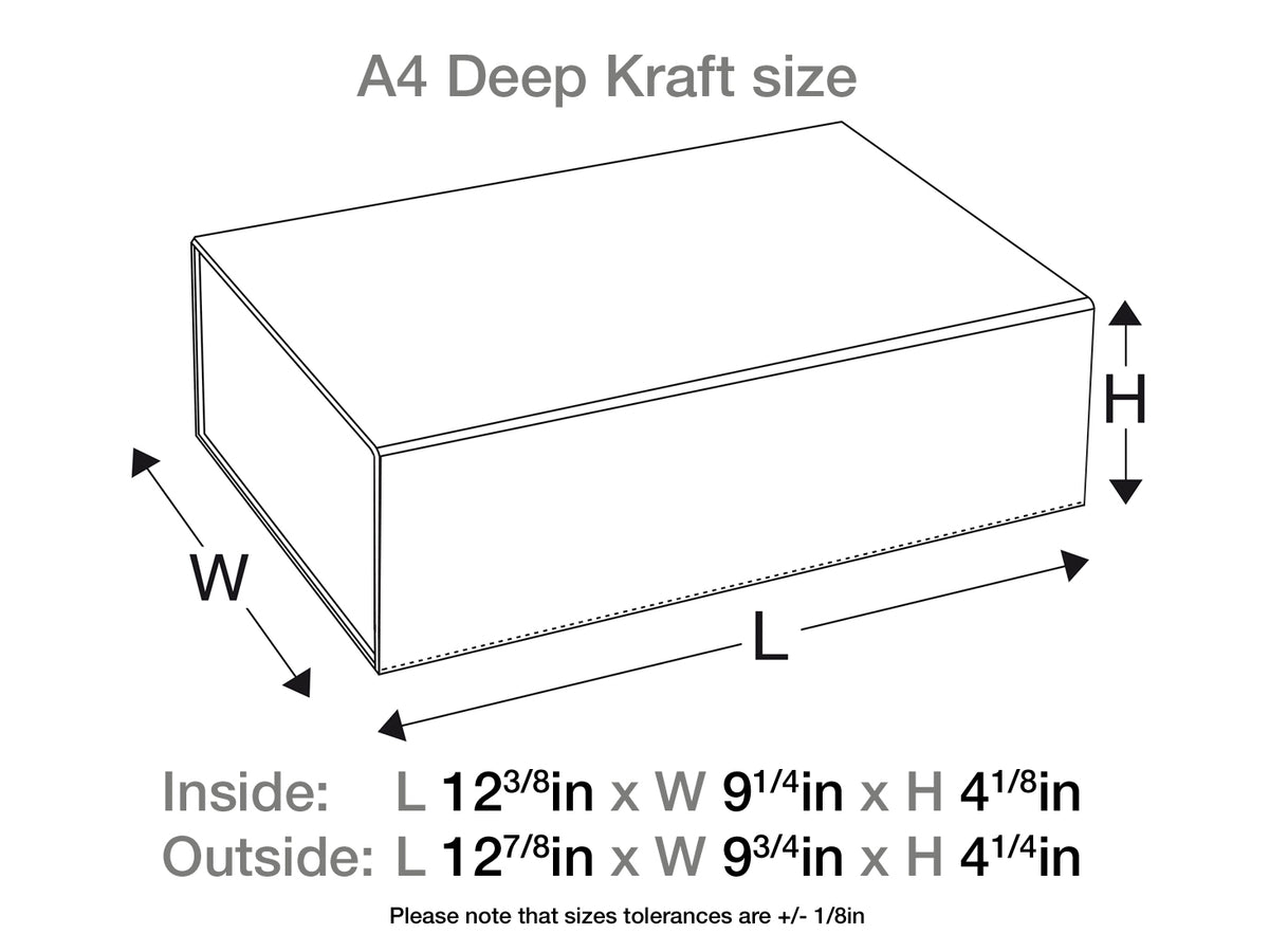 Sample Natural Kraft A4 Deep Gift Box Assembled Size Imperial