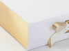 Metallic Gold Foil FAB Sides® Decorative Side Panels Featured on White A5 Deep Gift Box with Gold Sparkle Ribbon