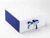 Sample Cobalt Blue FAB Sides® Featured on White XL Deep Gift Box with Cobalt Blue Ribbon