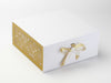 Gold Snowflakes FAB Sides® Featured on White XL Deep Gift Box with Gold Sparkle Double Ribbon