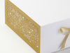 Gold Snowflakes FAB Sides® Featured on White XL Deep Gift Box with Gold Sparkle Double Ribbon Close Up