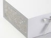 Silver Snowflake FAB Sides® Featured on White Xl Deep Gift Box with Silver Metallic Sparkle Double Ribbon Close Up