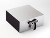 Black Satin Double Ribbon Featured with Black Gloss FAB Sides on Silver XL Deep Gift Box