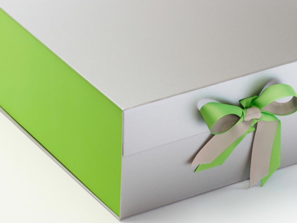 Classic Green FAB Sides® Featured on Silver XL Deep Gift Box with Classic Green Double Ribbon