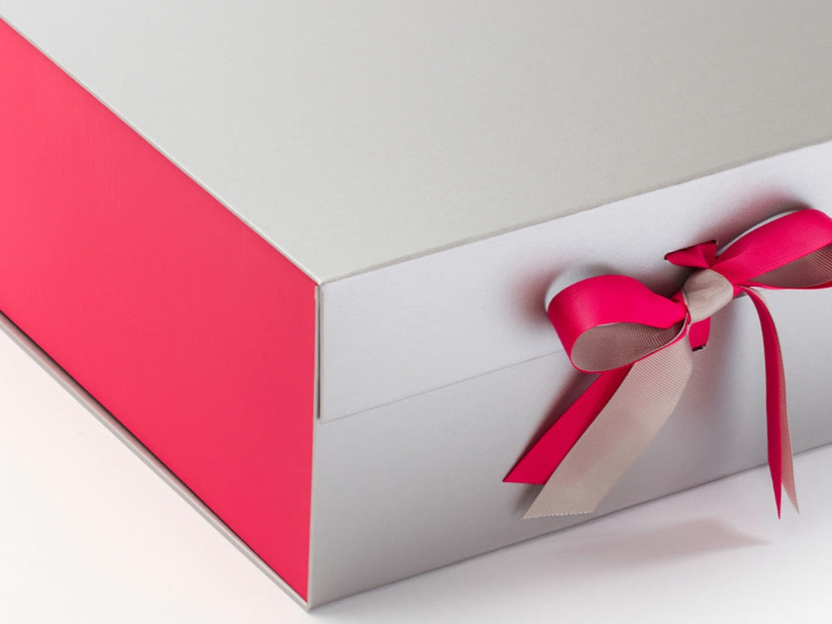 Hot Pink FAB Sides® Featured on Silver XL Deep Gift Box with Hot Pink