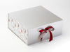 Xmas Tree Modern FAB Sides® Featured on Silver XL Deep Gift Box with Red Sparkle Satin Double Ribbon