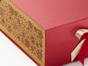 Gold Snowflakes FAB Sides® Featured on Red XL Deep Gift Box with Gold Sparkle Double Ribbon Close Up