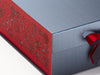 Red Snowflakes FAB Sides® Featured on Pewter XL Deep Gift Box with Dark Red Double Ribbon Close Up
