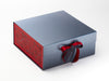 Red Snowflakes FAB Sides® Featured on Pewter XL Deep Gift Box with Dark Red Double Ribbon