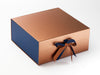 Navy Textured FAB Sides® Featured on Copper XL Deep Gift Box with Peacoat Double Ribbon
