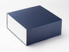 Navy XL Deep No Ribbon Gift Box Featured with White Gloss FAB Sides® Decorative Side Panels