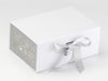 Silver Snowflake FAB Sides® Featured on White A5 Deep Gift Box with Silver Sparkle Ribbon