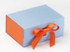 Orange FAB Sides® Decorative Side Panels Featured on Pale Blue A5 Deep Gift Box with Orange Double Ribbon