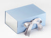 Metallic Silver Foil FAB Sides® Decorative Side Panels Featured on Pale Blue A5 Deep Gift Box with Silver Sparkle and Satin Double Ribbon