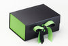 Classic Green FAB Sides® Decorative Side Panels Featured on Black A5 Deep Gift Box with Classic Green Double Ribbon