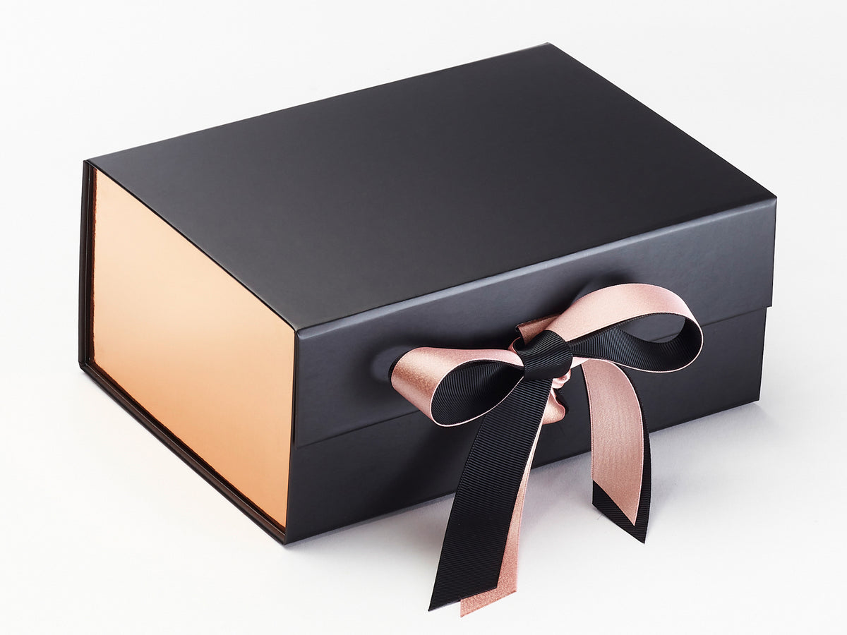 Rose Gold Small Cube Gift Boxes with changeable ribbon