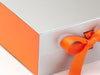 Orange FAB Sides® Decorative Side Panels Featured on Silver A5 Deep Gift Box with Orange Double Ribbon Close Up