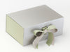 Sage Green FAB Sides® Decorative Side Panels Featured on Silver A5 Deep Gift Box with Spring Moss Double Ribbon