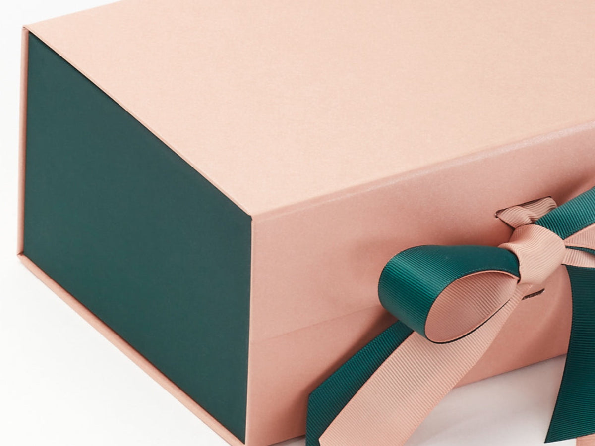 Hunter Green FAB Sides® Featured on Rose Gold Gift Box with Hunter Green Double Ribbon