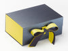 Lemon Yellow FAB Sides® Decorative Side Panels Featured on White A5 Deep Gift Box with Lemon Yellow Double Ribbon