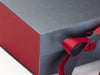 Red Textured FAB Sides® Decorative Side Panels Featured on Pewter A5 Deep Gift Box with Dark Red Double Ribbon Close Up