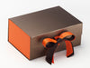 Orange FAB Sides® Decorative Side Panels Featured on Bronze A5 Deep Gift Box with Orange Double Ribbon