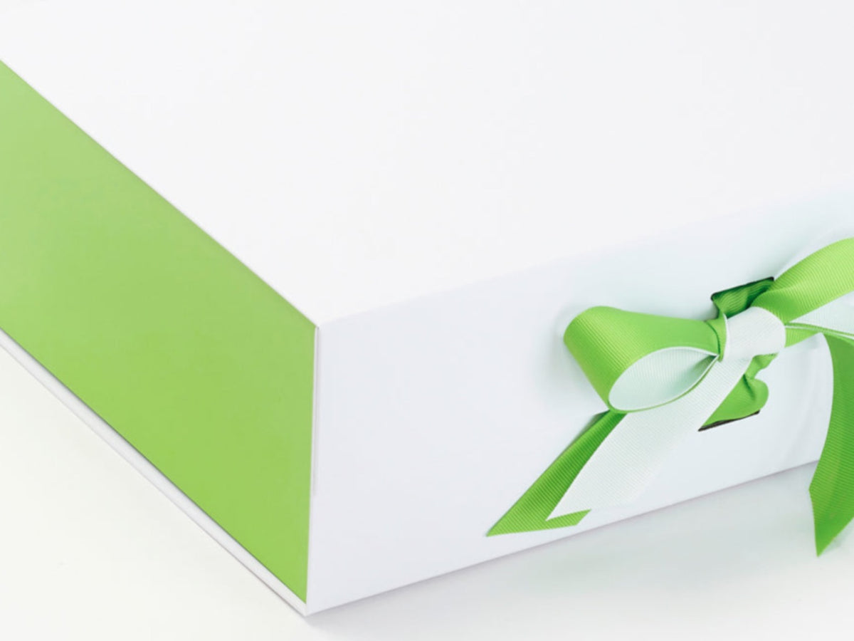 Classic Green FAB Sides® Featured on White A4 Deep Gift Box with Classic Green Ribbon