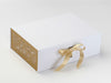 Gold Snowflakes FAB Sides® Featured on White A4 Deep Gift Box with Gold Metallic Sparkle Ribbon