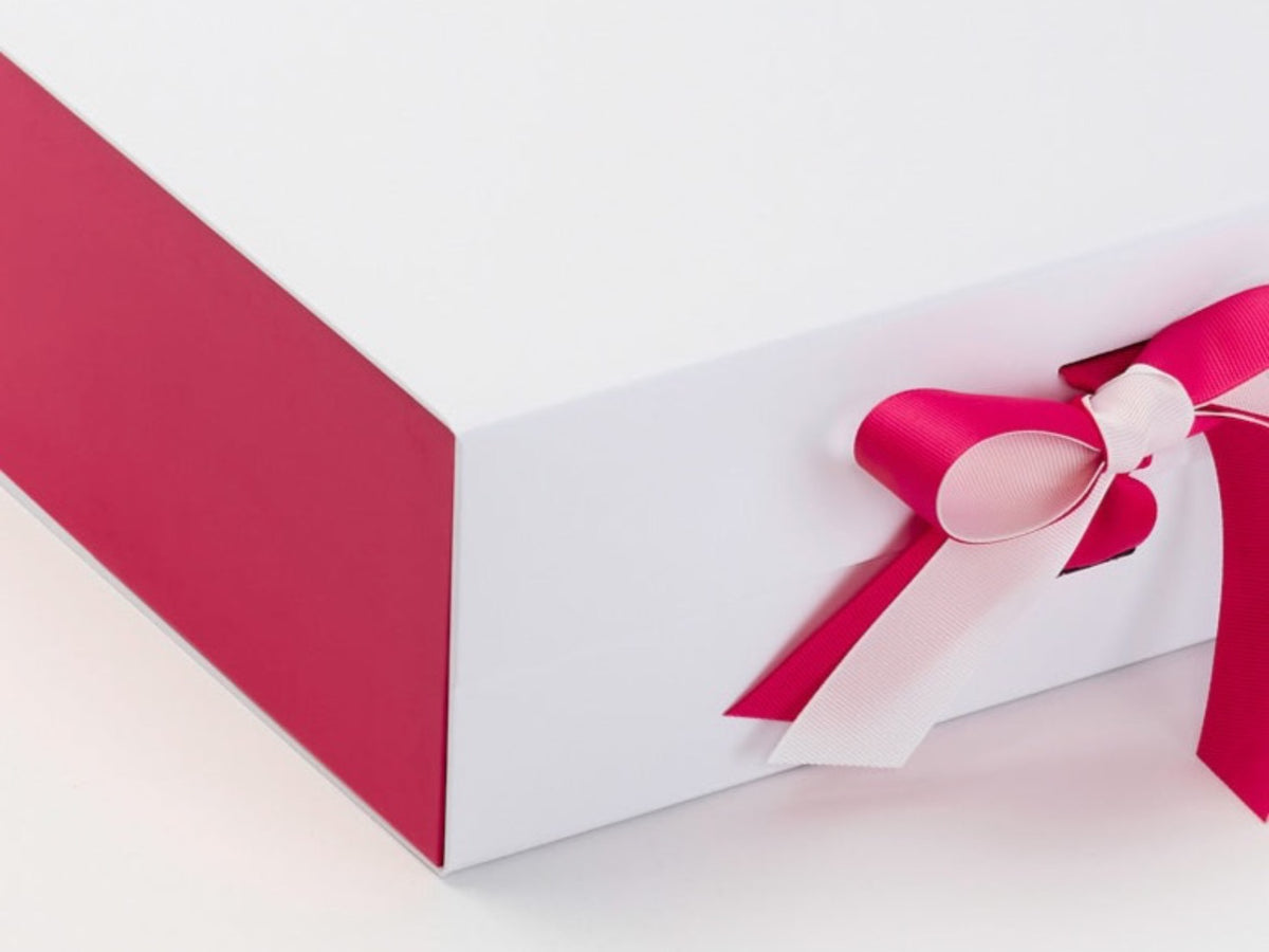 Hot Pink FAB Sides® Featured on White A4 Deep Gift Box with Hot Pink Satin Double Ribbon