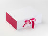 Hot Pink Double Ribbon with Hot Pink FAB Sides® Featured on White Gift Box