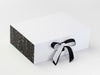 Black Metallic Sparkle Ribbon Featured on White A4 Deep Gift Box with Xmas Mistletoe FAB Sides®