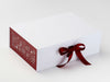 Red Snowflakes FAB Sides Featured on White A4 Deep Gift Box with Red Metallic Sparkle Ribbon