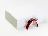 Sage Green FAB Sides with Tan and Sherry Double Ribbon on White Gift Box