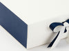 Navy Textured FAB Sides® Featured on Ivory A4 Deep Gift Box Close Up