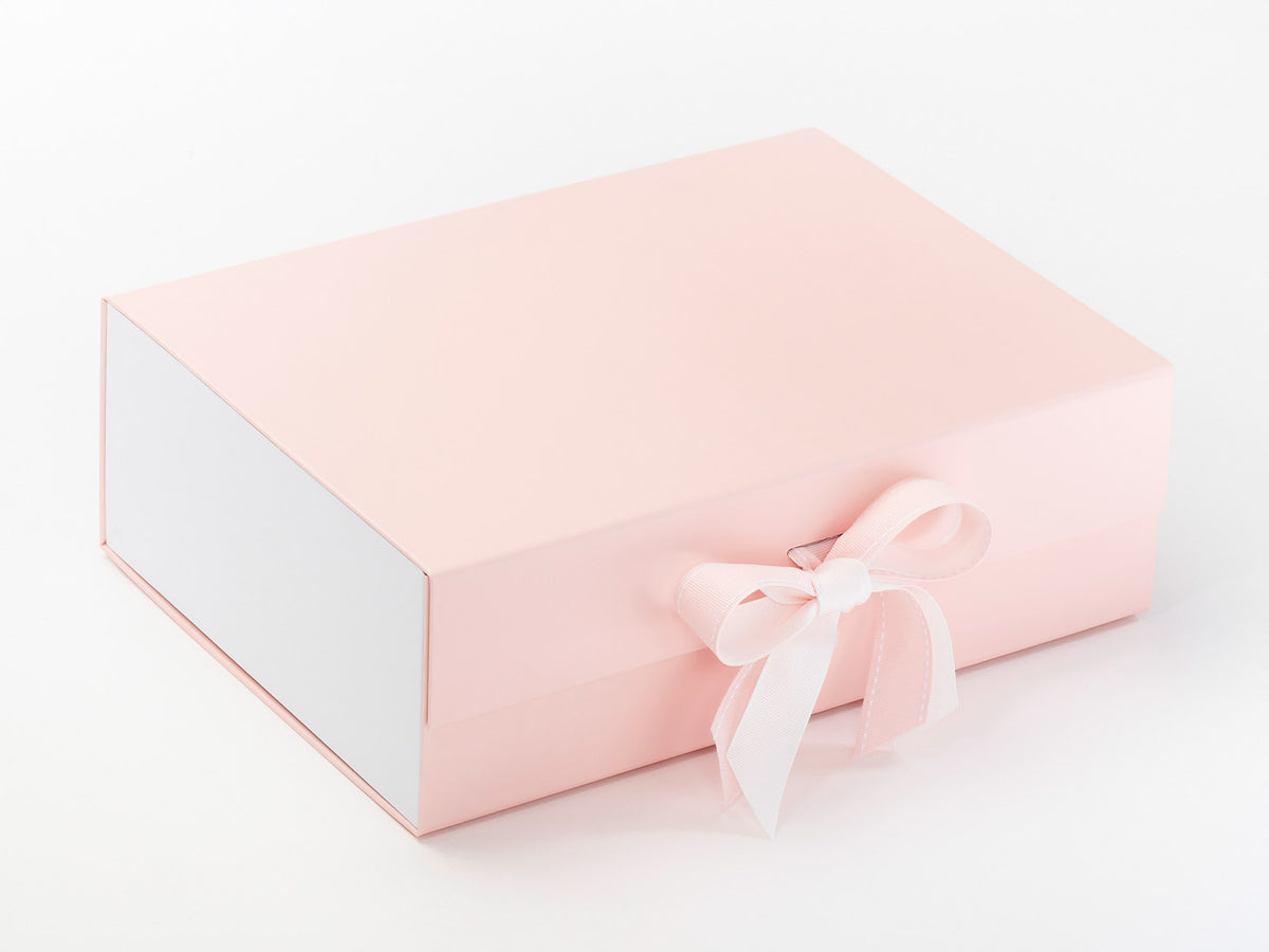 White Matt FAB Sides® Featured on Pale Pink A4 Deep Gift Box with White Double Ribbon