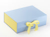 Lemon Yellow Double Ribbon Featured with Lemon Yellow FAB Sides® on Pale Blue A5=4 Deep Gift Box