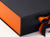Orange FAB Sides® Featured on Black A4 Deep Gift Box with Russet Orange Double Ribbon Close Up