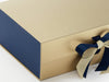Sample Navy Textured FAB Sides® Featured on Gold A4 Deep Gift Box Close Up
