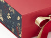 Xmas Pine Cones FAB Sides® Featured on Red Gift Box with Gold and Red Sparkle Satin Double Ribbon
