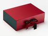 Toadstool Delight Christmas Printed Ribbon Featured on Red Gift Box with Hunter Green FAB Sides®