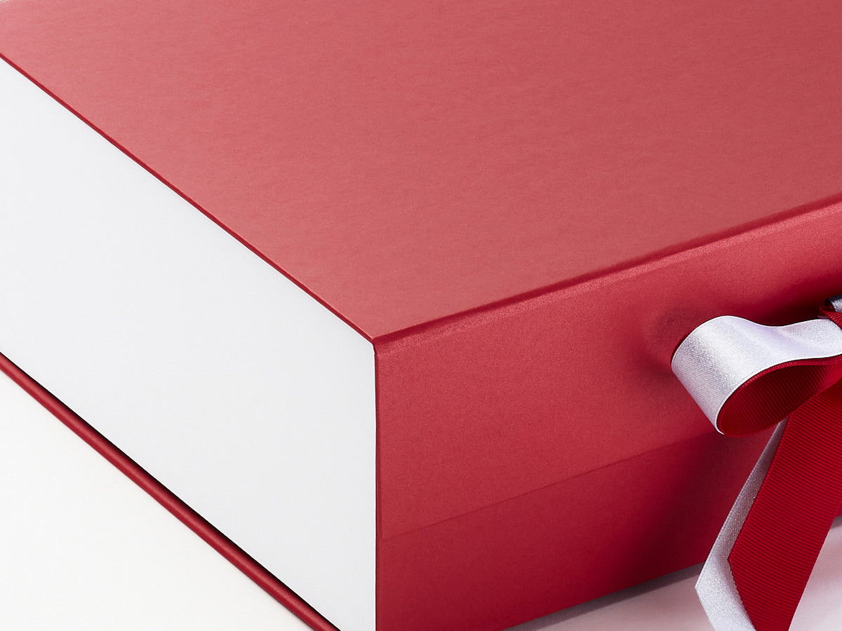 White Gloss FAB Sides® Featured on Red A4 Deep Gift Box with White Sparkle Double Ribbon