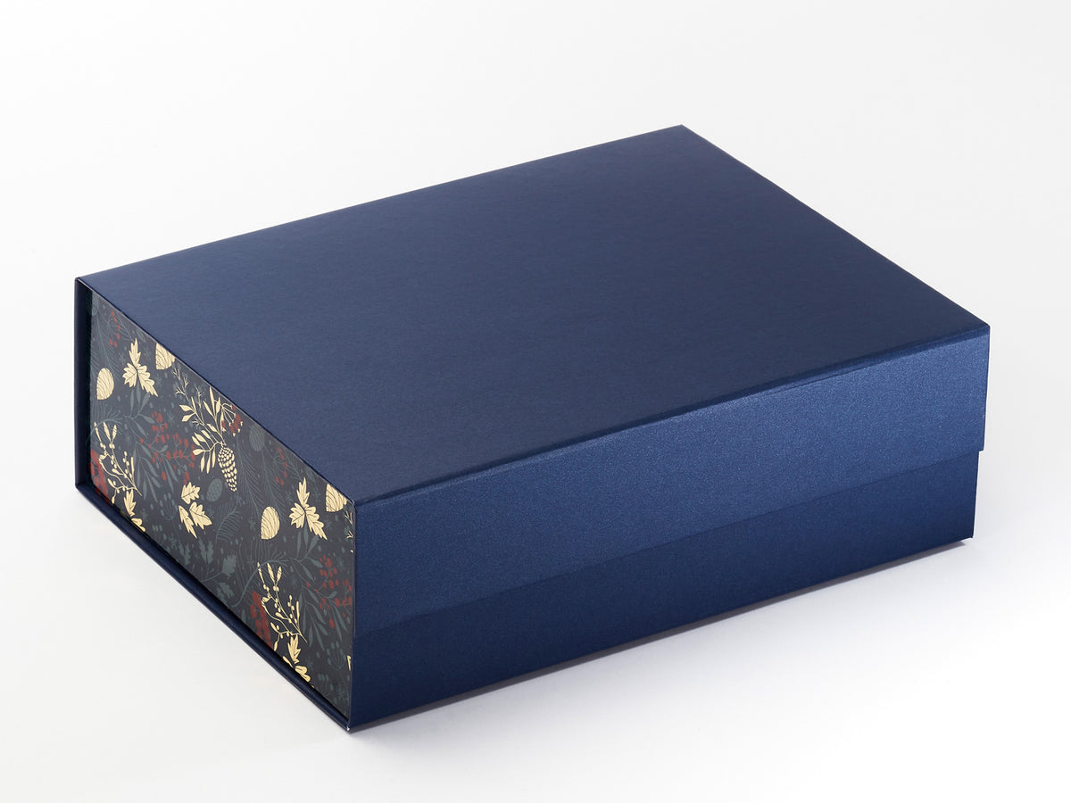 Xmas Pine Cones FAB Sides® Featured on Navy No Ribbon A4 Deep Gift Box