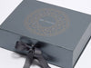 Pewter A4 Deep gift box with Changeable ribbon and 'BBA Fjeldco' logo in two colour Gold and White screen print