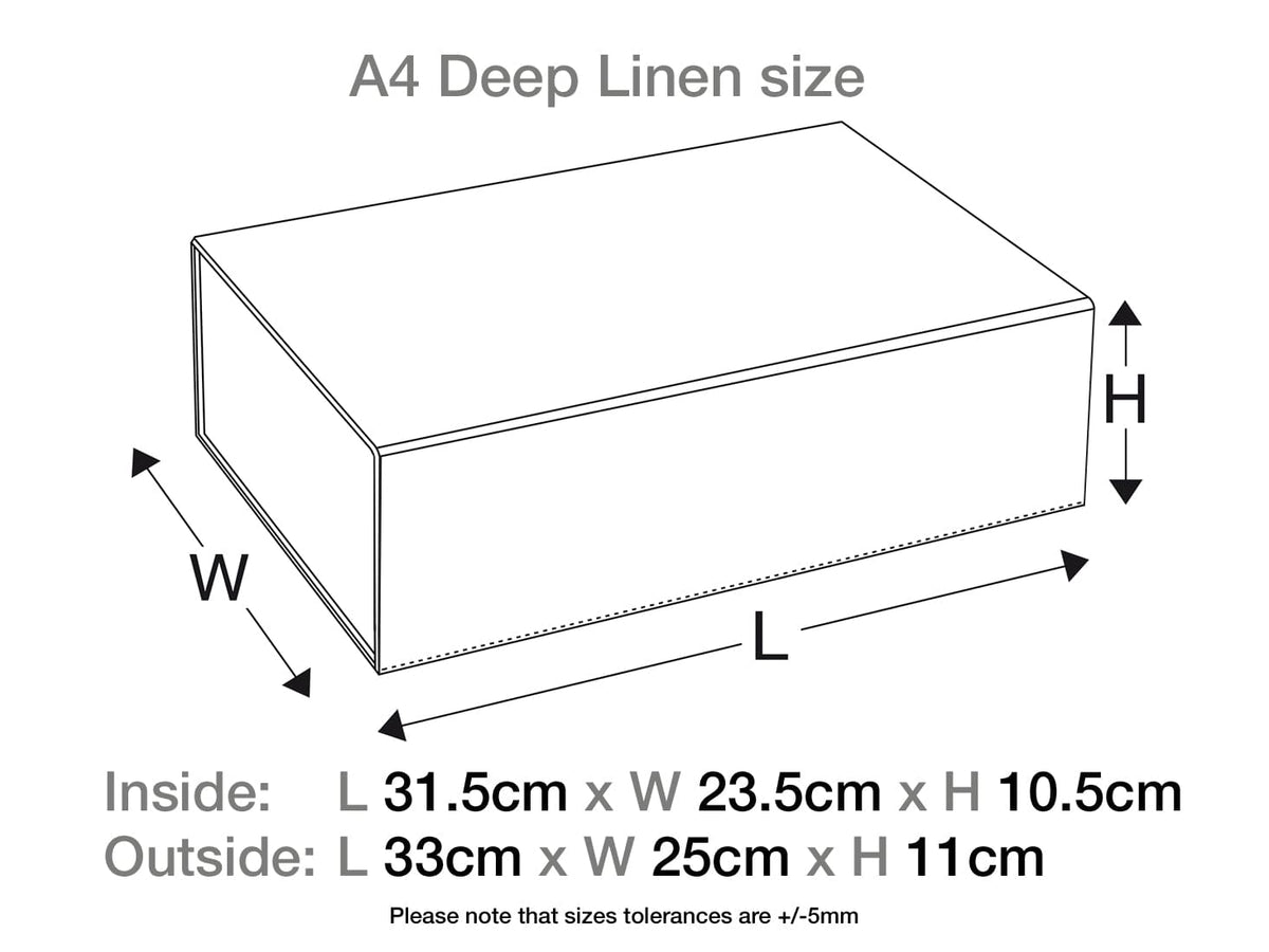 Gray Linen A4 Deep No Magnet Gift Box Assembled Size