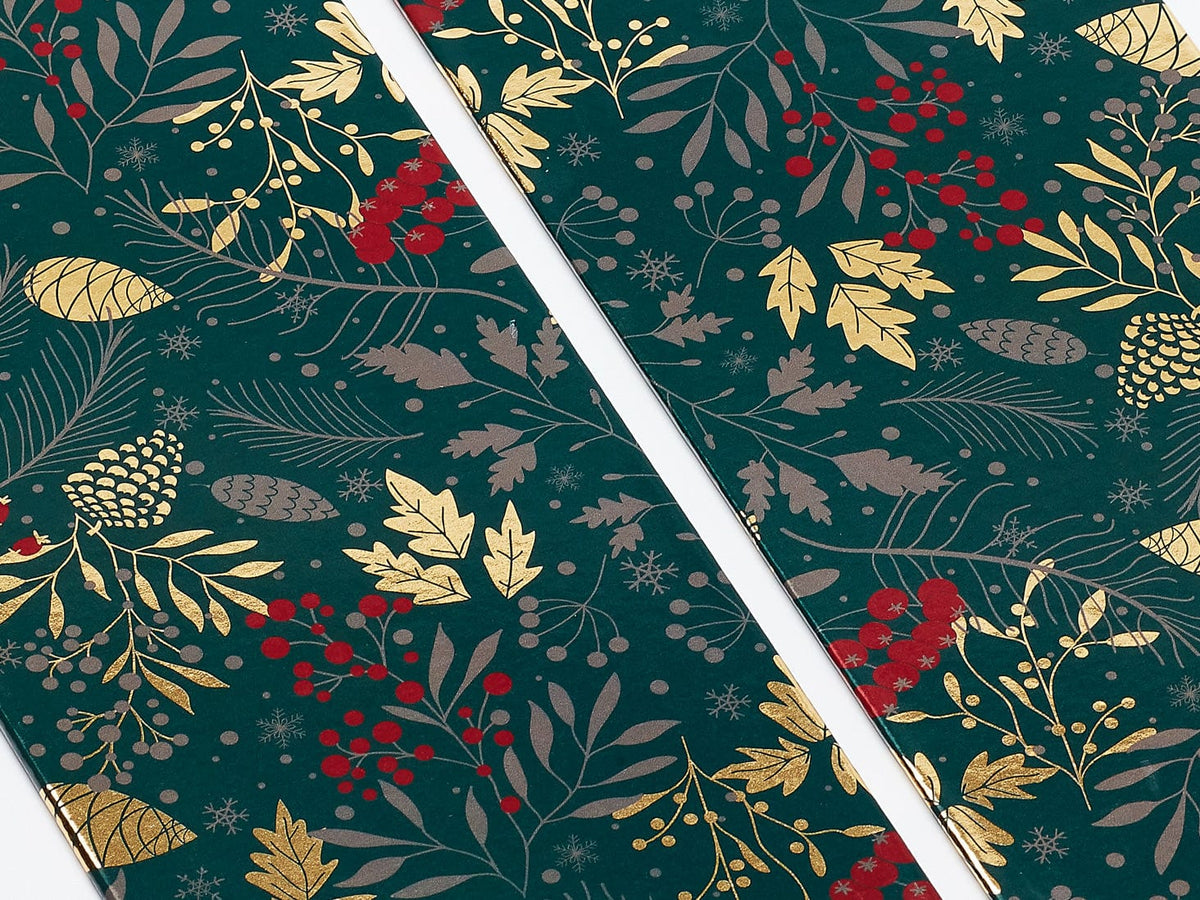 Forest Green and Gold Pine Cone Panel Detail