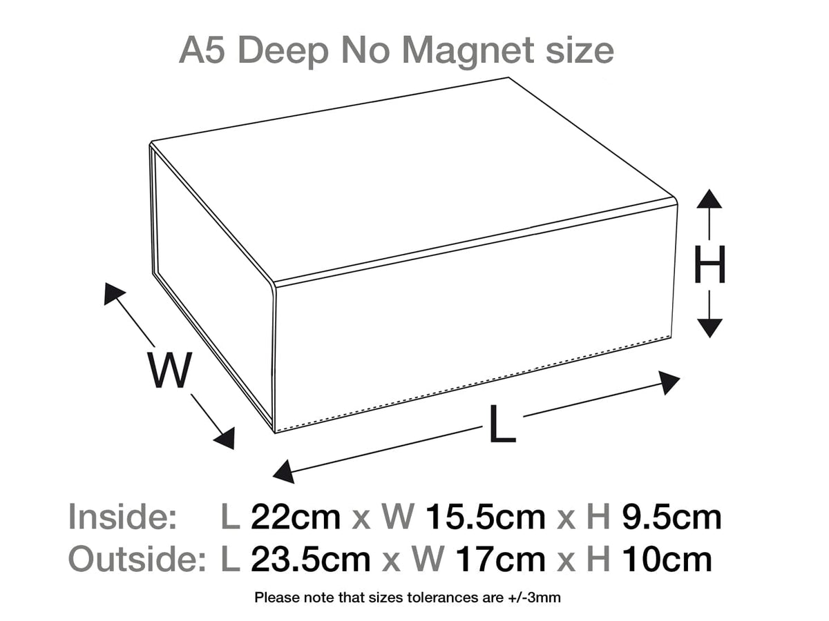 Sample White A5 Deep No Magnets Gift Box Assembled Size