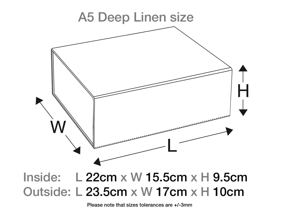 Sample Natural Linen A5 Deep No Magnets Gift Box Assembled Size
